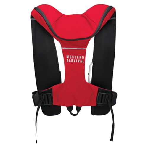 Inflatable Life Jacket with 42 lbs Buoyancy - USCG Approved, Red/Black