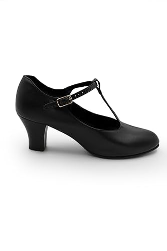 Capezio Women's Jr. Footlight T-Strap Character Shoes - Black Size 8