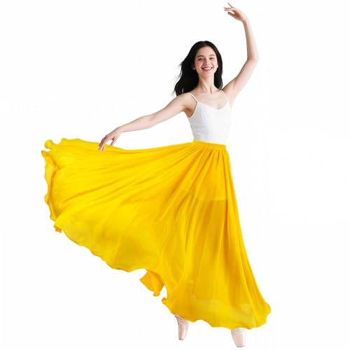 Yellow Belly Dance Skirt for Women, Flowy Long Skirt, Halloween Costume Gift