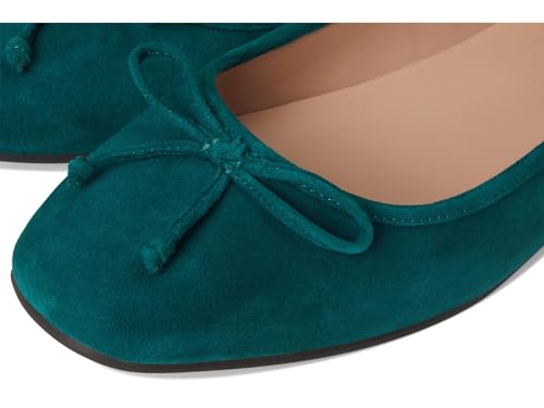 Women's Square-Toe Ballet Flats with Bow & Padded Insole - Rainforest Suede 8
