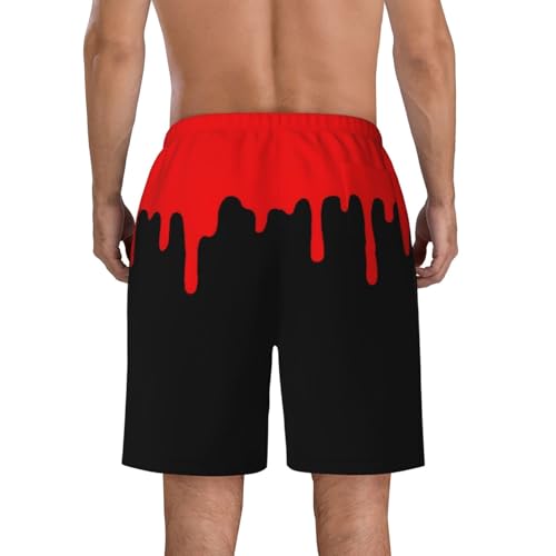 Mens X-Large Red Drips Swim Trunks with Mesh Lining Quick Dry Beach Shorts