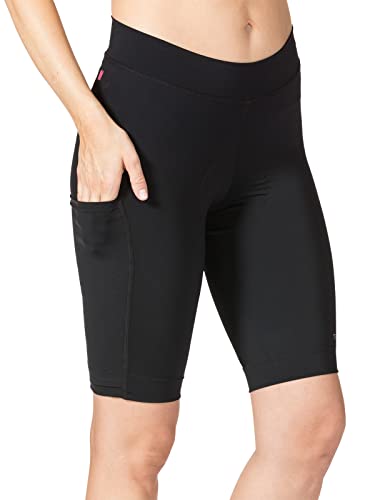 Large Black Terry Women's Padded Cycling Bermuda Shorts High-Waisted