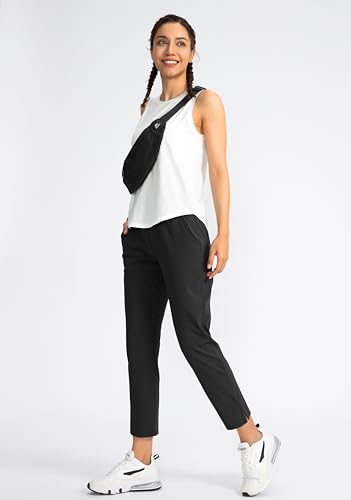 Soothfeel Women's High Waisted Golf Pants with 4 Pockets - Large Black