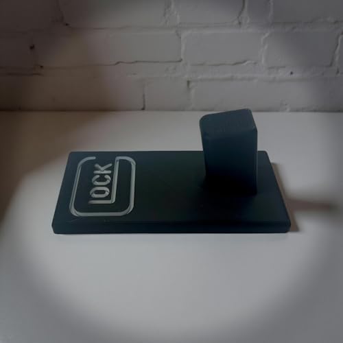 Black Pistol Display Stand for Handguns Made in USA - White Letters