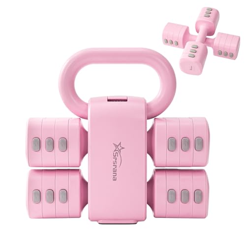 Pink 2-in-1 Adjustable Kettlebell Dumbbell Set for Women – Space Saving Workout Equipment