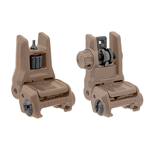Magpul MBUS 3 Front & Rear Flip-Up Sights FDE Set | Lightweight, Durable, Picatinny Rail Compatible