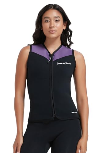 Purple 3mm Sleeveless Neoprene Wetsuit Top for Women - Water Sports Vest with Front Zip