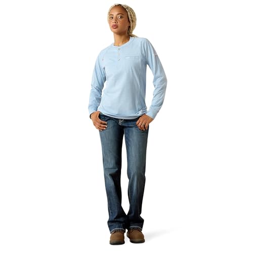 ARIAT Women's Fr Air Henley Long Sleeve Top - Small Colony Blue Heather