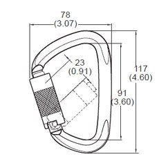 S01813-Stainless Steel Carabiner 50kn (11,200 lb) Rated, Twist Auto Lock, ANSI Certified (Qty: 1), Heavy Duty Carabiner