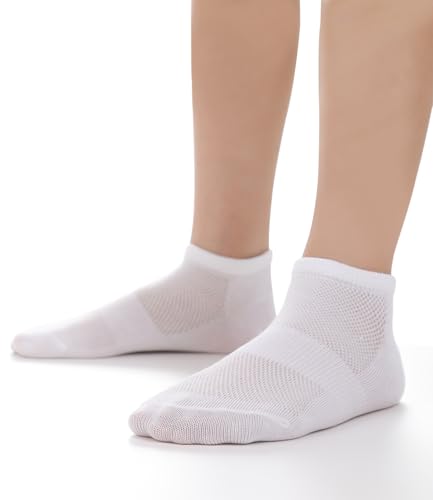 Kids Ankle Socks 8 Pairs Breathable Low Cut Athletic Mesh Socks for Boys Girls 8-12Y