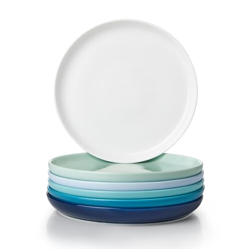 Sweese Blue Series 7.4 Inch Porcelain Dessert Plates Set of 6 - Salad & Appetizer