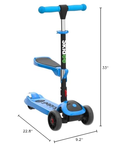 SKIDEE Kick Scooter for Kids 3-5 Foldable 3 Wheel Scooter with Lean-to-Steer, Adjustable Height, Removable Seat & LED Light Wheels Toddler Scooter for 3 to 12 Year Old Boys/Girls