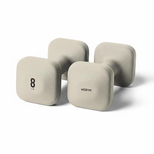 WeGym 8LB Square Dumbbells for Home Gym, Anti-Slip Hand Weights, Space-Saving