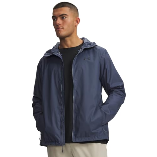 Under Armour Men's Forefront Rain Jacket Large Gray Black Waterproof Windproof