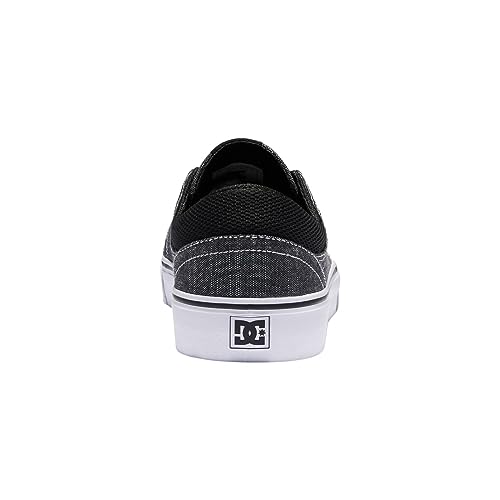 DC Men's Trase TX SE Skate Shoe, Black/White/White, 4.5