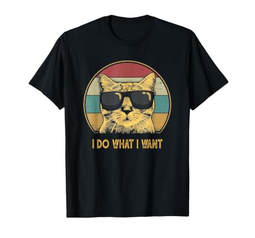 Men's Black 3X-Large Funny Cat Lover T-Shirt - I Do What I Want Variation