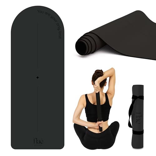 Charcoal Black Premium PU Yoga Mat with Non-Slip Grip & Carry Strap – 72x26 Inches