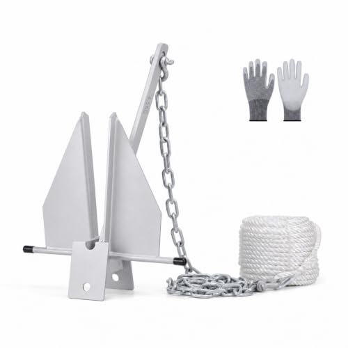 10 lb Zinc-Nickel Fluke Boat Anchor Kit with Rope and Accessories - For 16-26Ft Vessels