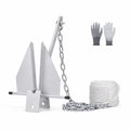 10 lb Zinc-Nickel Fluke Boat Anchor Kit with Rope and Accessories - For 16-26Ft Vessels