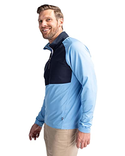 Cutter & Buck Men's Adapt Eco Knit Hybrid Quarter Zip - Large Navy Blue