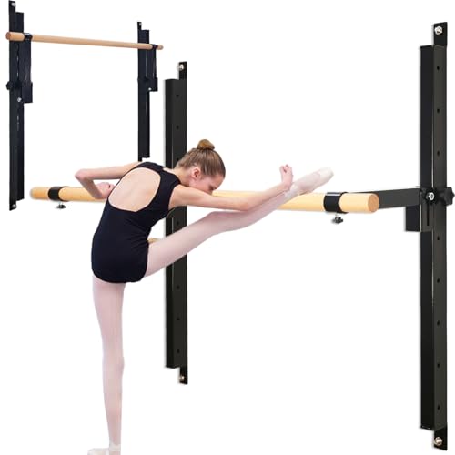 Black 60-inch Wall Mount Ballet Barre, Height Adjustable for Home Studio