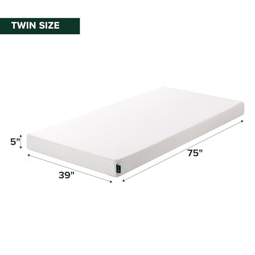 White 5 Inch Twin Cooling Gel Memory Foam Mattress - Medium Feel