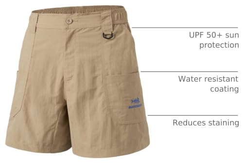 Men's Fishing Shorts UPF 50+ Water Resistant Quick Dry Cargo Shorts - Khaki, 6-Inch Inseam, Large