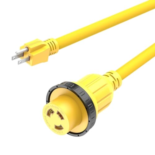 15Ft Marine & RV Power Extension Cord - 15 Amp to 30 Amp NEMA 5-15P to L5-30R