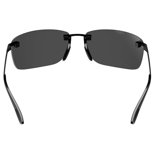 BEX Legolas OTG Rimless Polarized Sunglasses - UV Protection, Lightweight Sport Eyewear, Black/Gray/Silver