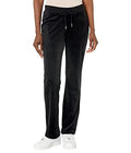Juicy Couture Womens Rib Waist Velour Pants with Drawcord - Large Liquorice