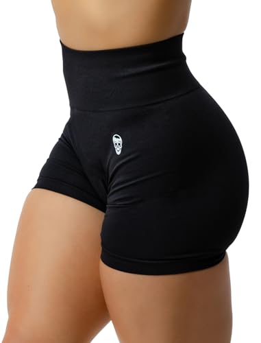 Women's High Waist Seamless Workout Shorts - Medium Black, Gymreapers Infinity Biker Shorts for Yoga & Running