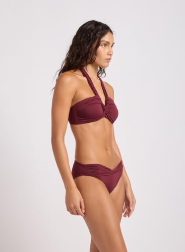 Seafolly Women's Halter Bandeau Swimsuit - Dark Burgundy, Size 4