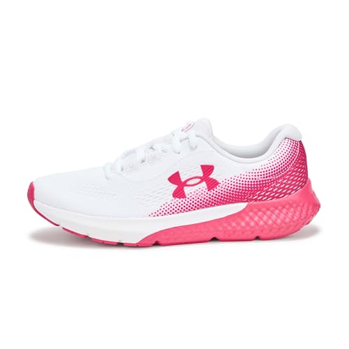 Under Armour Women's Charged Rogue 4 Running Shoes - White & Shaded Fuchsia, Size 6