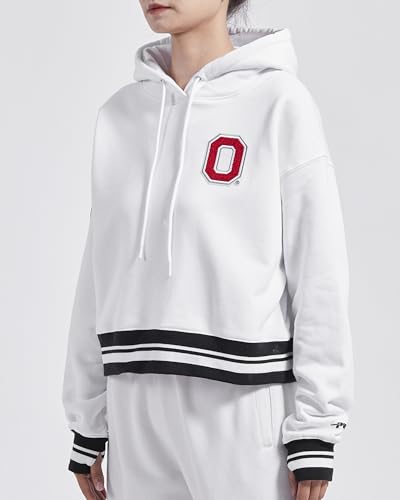 Ohio State Buckeyes Womens Cropped Hoodie - College Classic Essentials - Medium White Black