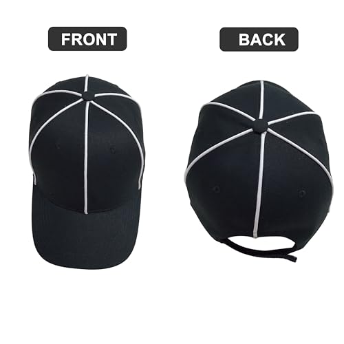 Referee Hat Black with White Stripe Adjustable Cotton Cap - One Size