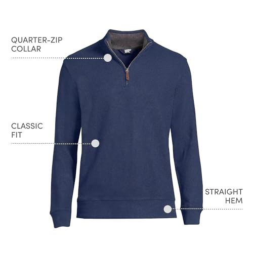 Lands' End Bedford Rib Quarter Zip Sweater - Large Radiant Navy