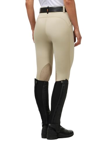 Kerrits Women's Performance Knee Patch Horse Riding Tights - Tan Medium - Breathable Equestrian Leggings with Pockets