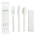 Heavy Duty Compostable Cutlery Kit - 200 Sets BPI Certified Eco-Friendly Utensils with Napkins & Bags