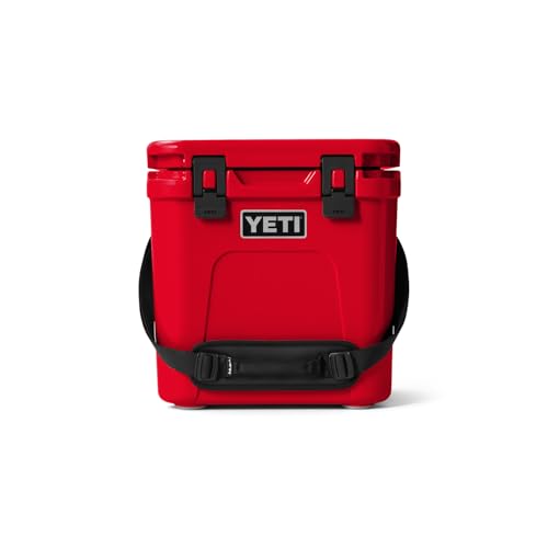 YETI Roadie 24 2.0 Hard Cooler Rescue Red with DoubleDuty Strap & Drain Plug