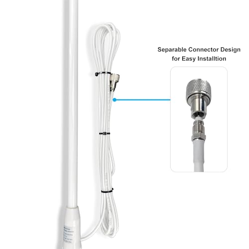 44-Inch Waterproof Marine Radio Antenna with Stainless Steel Mount & Ratchet Rail Bracket