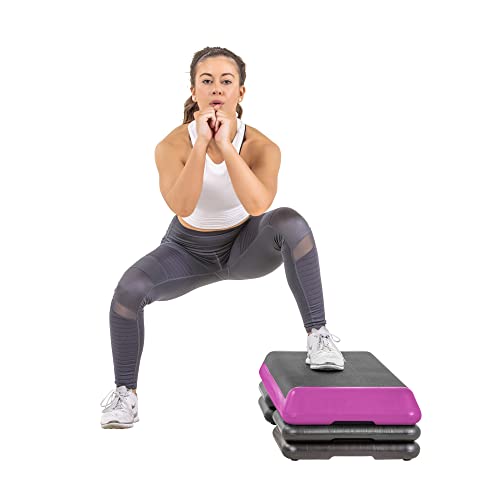 Freestyle STEP Pink Aerobic Platform with Risers - 43" Exercise Stepper for Cardio Workout
