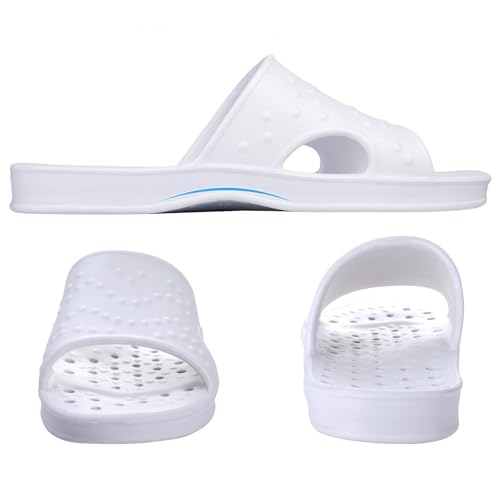 Quick Dry Shower Shoes for Women Men with Arch Support - White, 13-14 Women / 11.5-12.5 Men