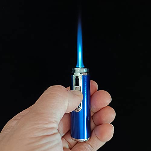Refillable Long Torch Lighter with Windproof Jet Flame - Adjustable Gas, 2 Pack Blue