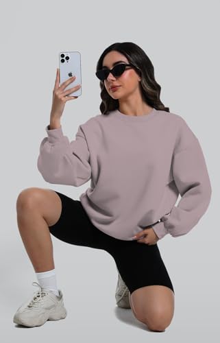 Women’s Oversized Sweatshirt Hoodie Grey Brown Medium Long Sleeve Fall Winter Cozy Pullover