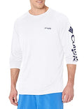 Men's Long Sleeve Fishing Shirt UPF 50 Sun Protection White/Nightshade Logo Large