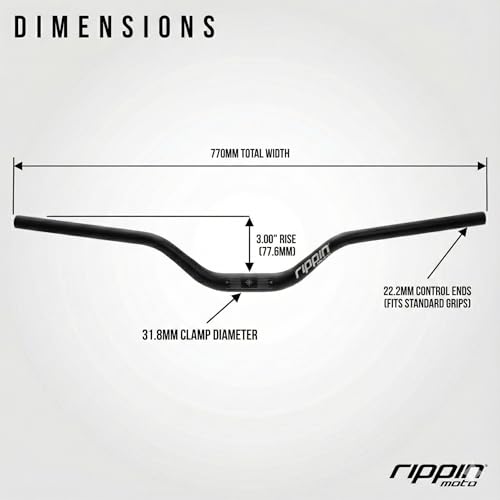Rippin Moto Rise3 E-Moto Handlebars - 3" Rise x 770mm Wide, Green Polished - Compatible with Sur-Ron, Talaria, and More