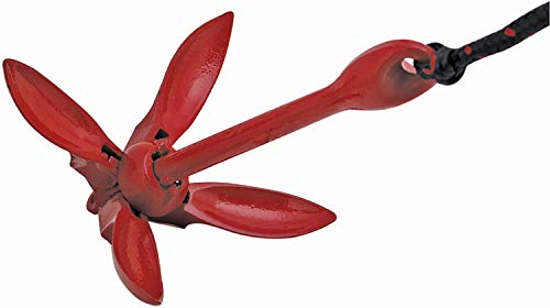 ISURE MARINE Kayak Anchor Kit 3.5 lb Folding Grapnel with 29.5 ft Rope – Red (Variation: Red)