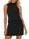 2 Piece Skirt Set for Women - Summer Tennis Travel Outfits (Medium, Black) - Casly Lamiit