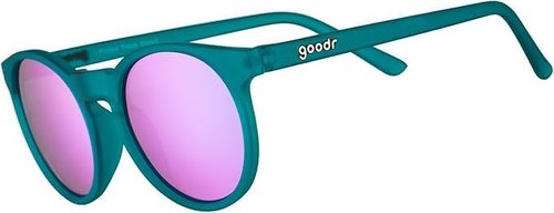 Goodr I Pickled These Myself Polarized Round Sunglasses - Teal Frames with Purple Pink Mirrored Lenses, UV400 Protection