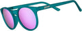 Goodr I Pickled These Myself Polarized Round Sunglasses - Teal Frames with Purple Pink Mirrored Lenses, UV400 Protection